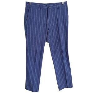 Cremieux Pinstripe Dress Pants Mens 32x30 Navy Blue Cotton Tailored Trousers